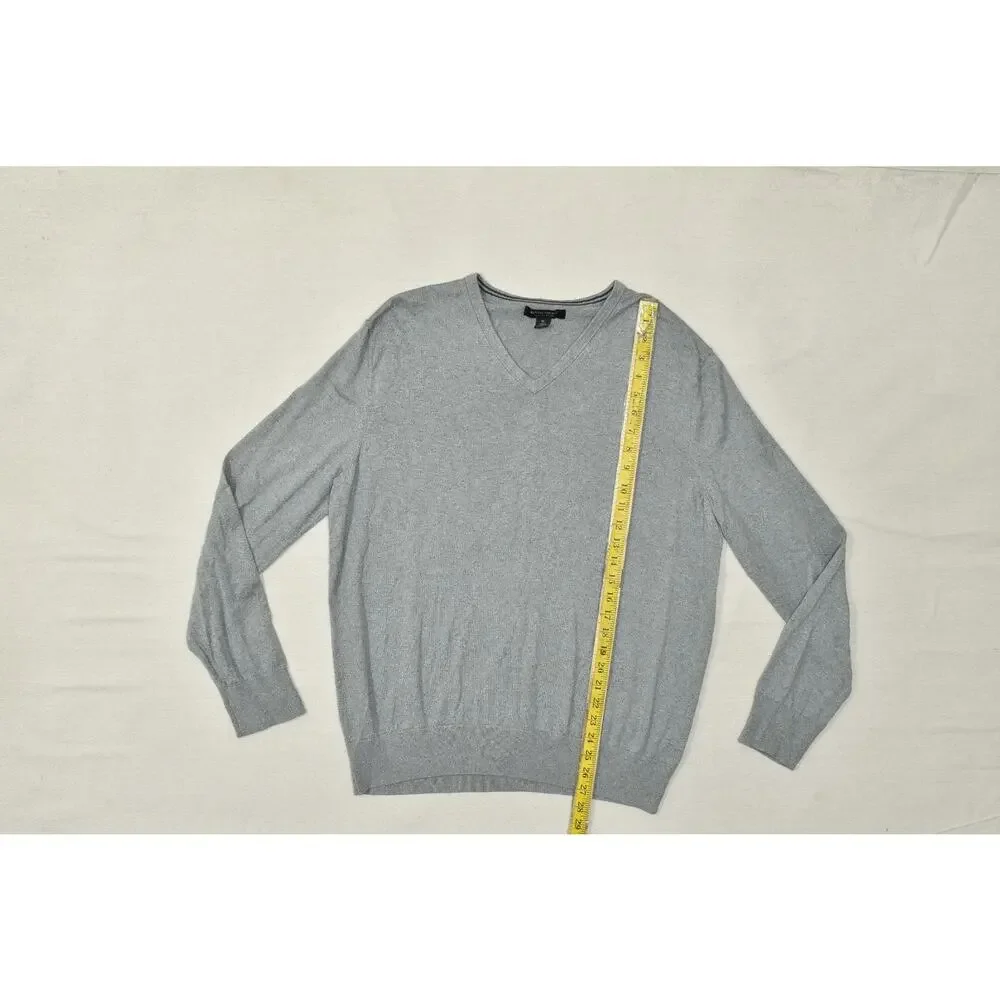 Banana Republic Luxury Blend V-Neck Sweater Men's XL Gray Silk Cotton Cashmere